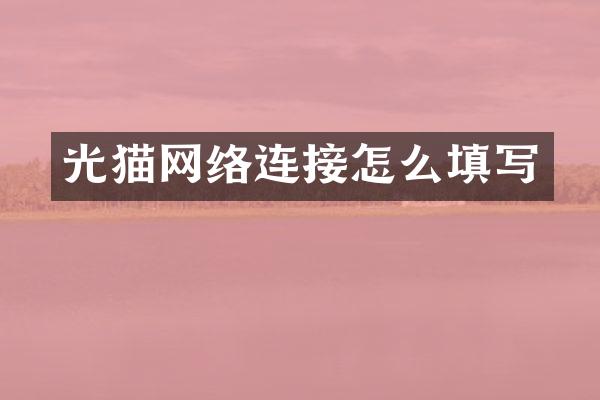 光猫网络连接怎么填写