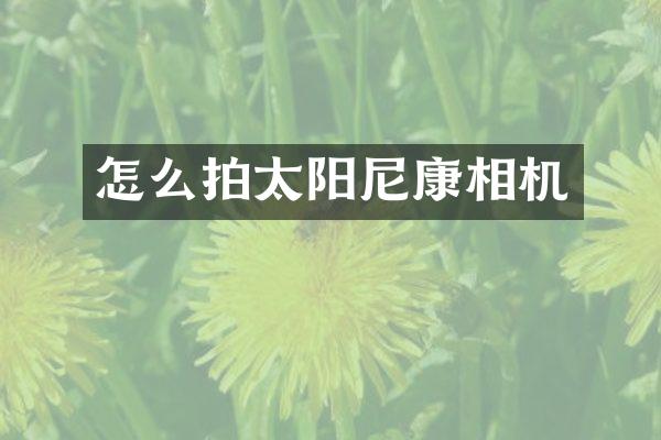 怎么拍太阳尼康相机