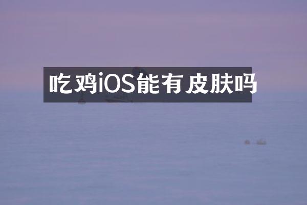 吃鸡iOS能有皮肤吗