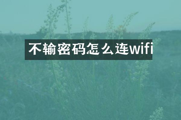 不输密码怎么连wifi