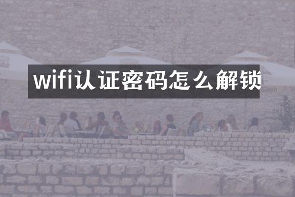 wifi认证密码怎么解锁