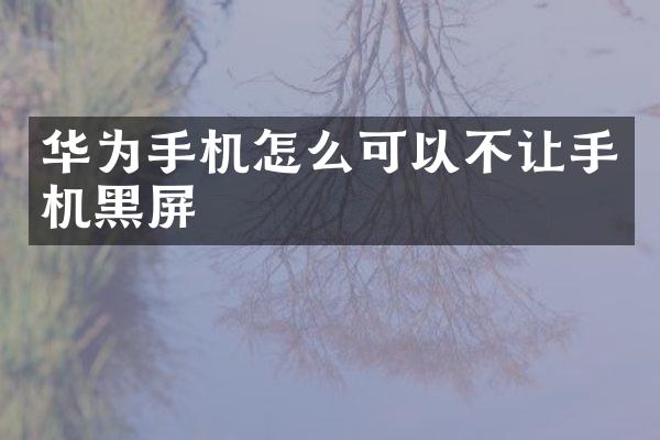 华为手机怎么可以不让手机黑屏