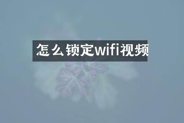 怎么锁定wifi视频