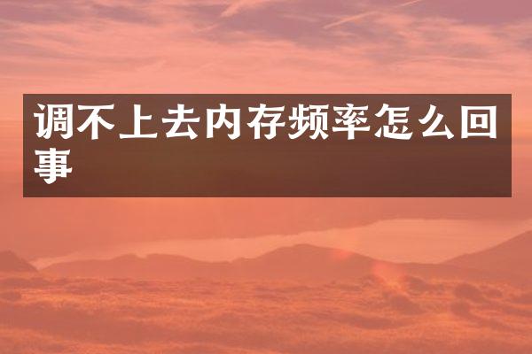 调不上去内存频率怎么回事