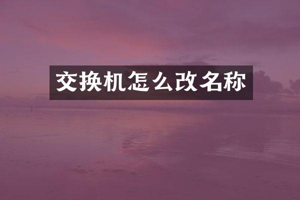 交换机怎么改名称