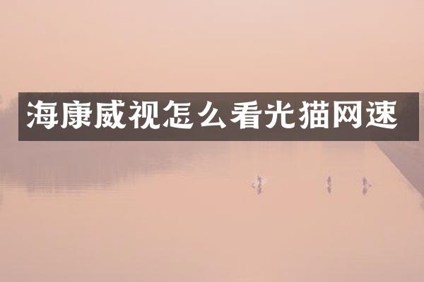 海康威视怎么看光猫网速