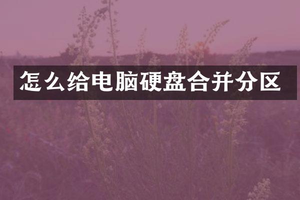 怎么给电脑硬盘合并分区
