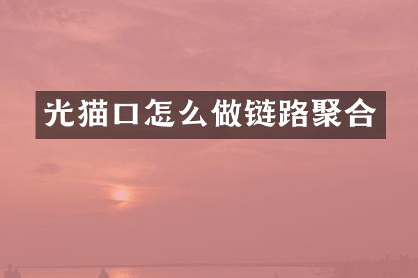 光猫口怎么做链路聚合