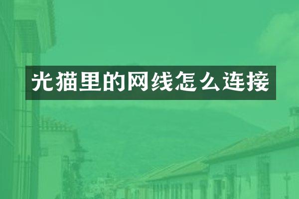 光猫里的网线怎么连接