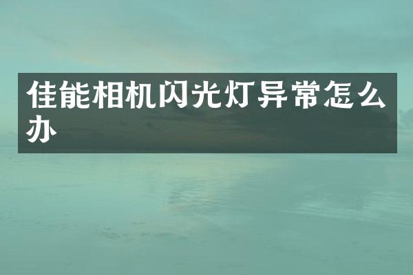 佳能相机闪光灯异常怎么办