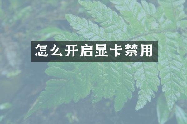 怎么开启显卡禁用