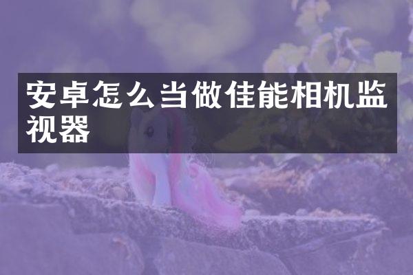 安卓怎么当做佳能相机监视器