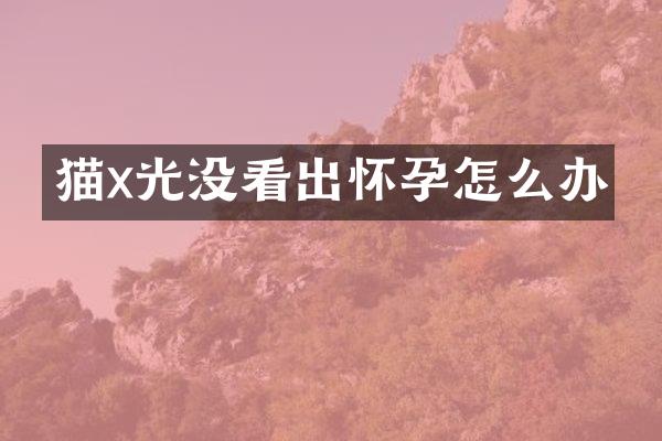 猫x光没看出怀孕怎么办