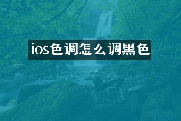 ios色调怎么调黑色