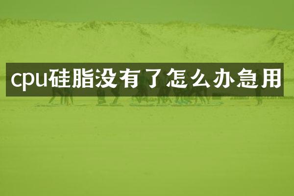 cpu硅脂没有了怎么办急用