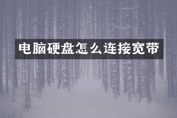 电脑硬盘怎么连接宽带