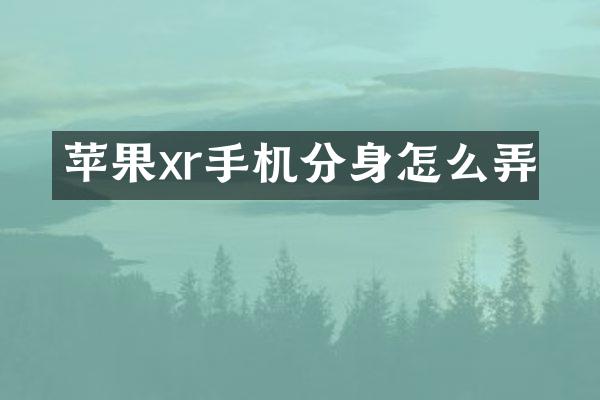 苹果xr手机分身怎么弄
