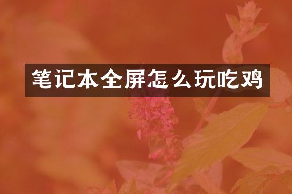 笔记本全屏怎么玩吃鸡