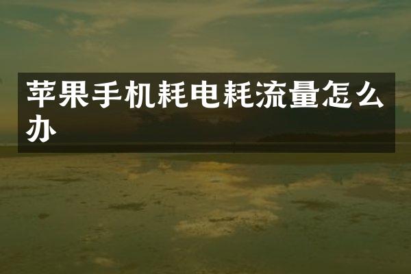 苹果手机耗电耗流量怎么办