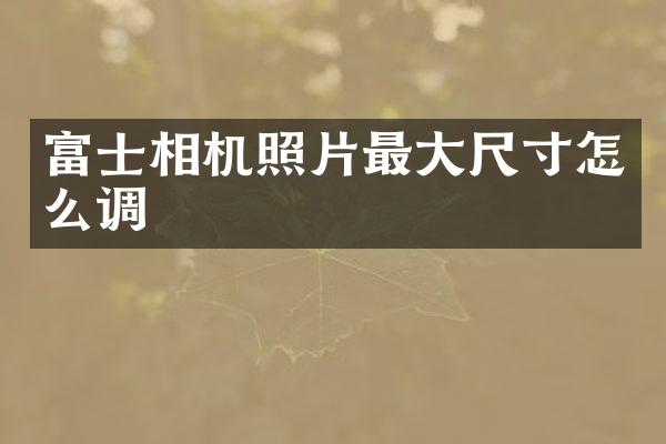 富士相机照片最大尺寸怎么调