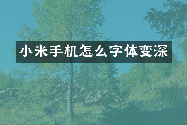 小米手机怎么字体变深