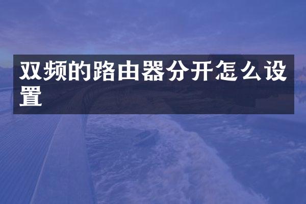 双频的路由器分开怎么设置