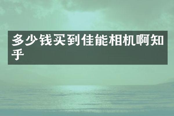 多少钱买到佳能相机啊知乎