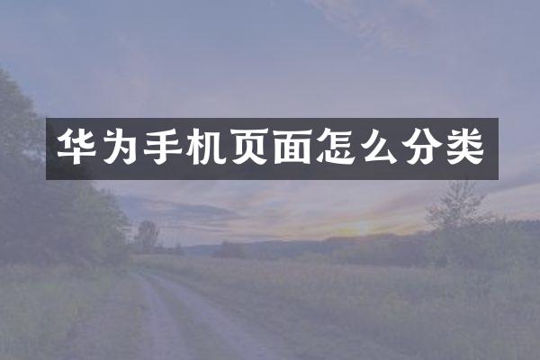 华为手机页面怎么分类