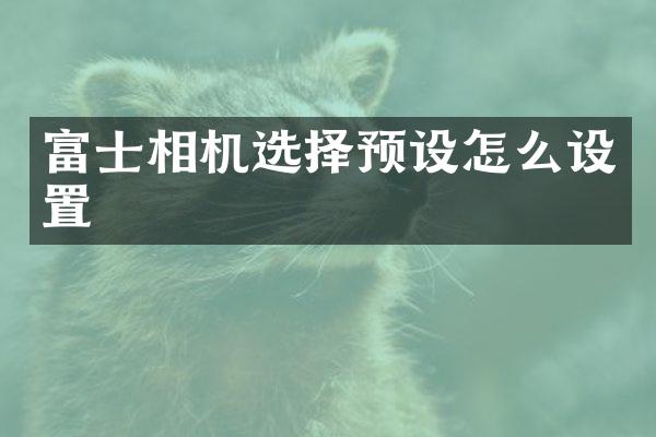 富士相机选择预设怎么设置