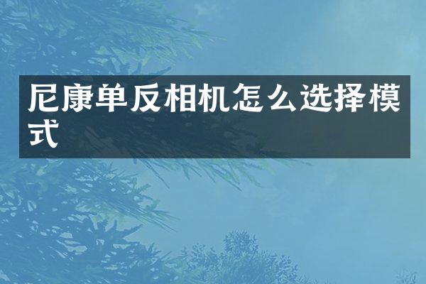 尼康单反相机怎么选择模式
