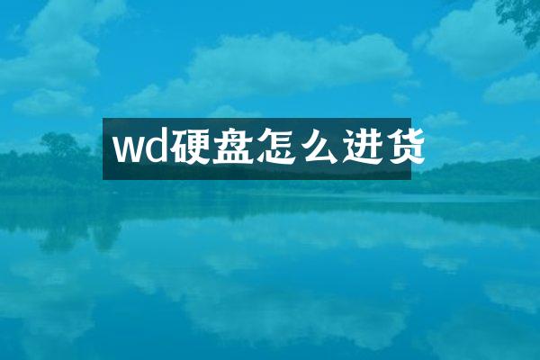 wd硬盘怎么进货