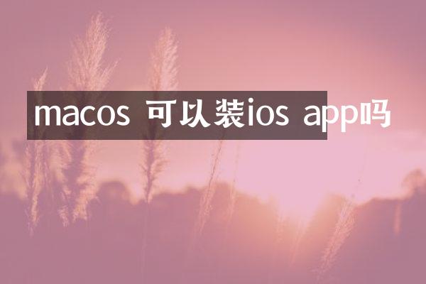 macos 可以装ios app吗