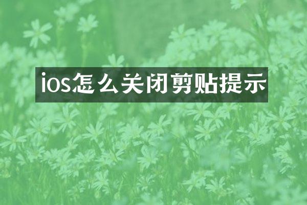 ios怎么关闭剪贴提示
