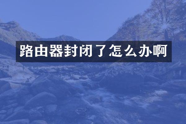 路由器封闭了怎么办啊