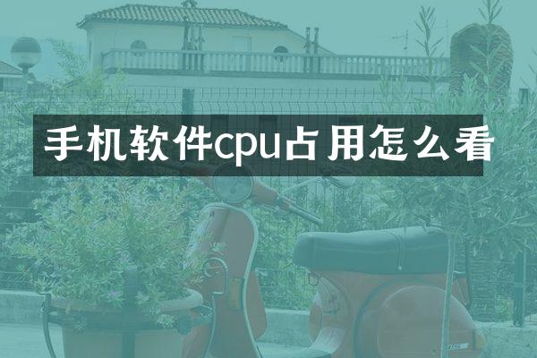 手机软件cpu占用怎么看