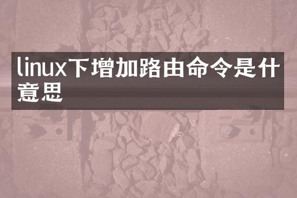 linux下增加路由命令是什么意思