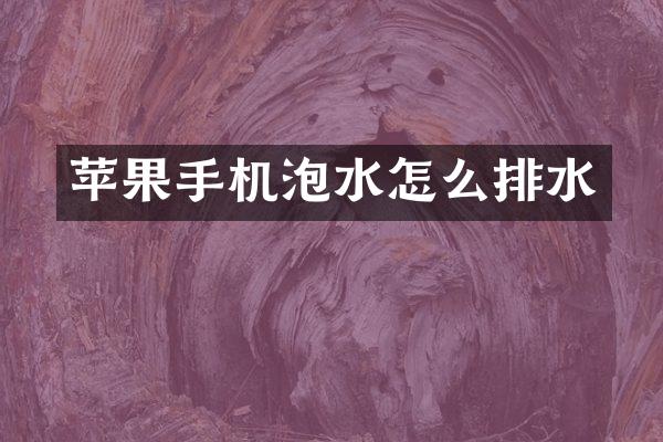 苹果手机泡水怎么排水