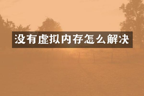 没有虚拟内存怎么解决