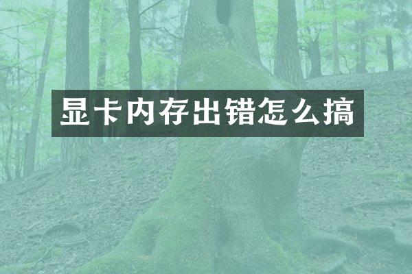 显卡内存出错怎么搞