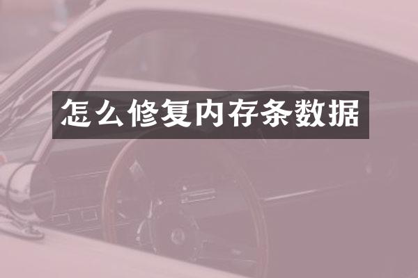 怎么修复内存条数据