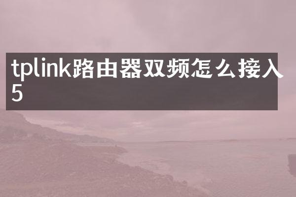 tplink路由器双频怎么接入5