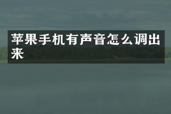 苹果手机有声音怎么调出来