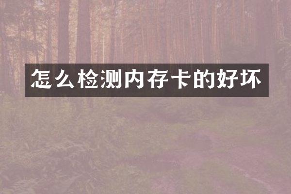 怎么检测内存卡的好坏