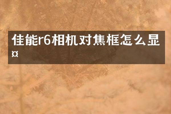 佳能r6相机对焦框怎么显示