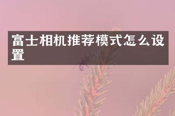 富士相机推荐模式怎么设置