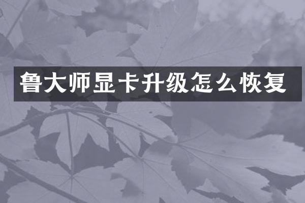鲁大师显卡升级怎么恢复