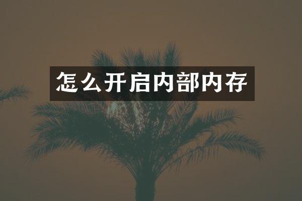 怎么开启内部内存