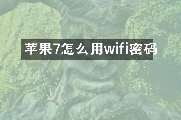 苹果7怎么用wifi密码