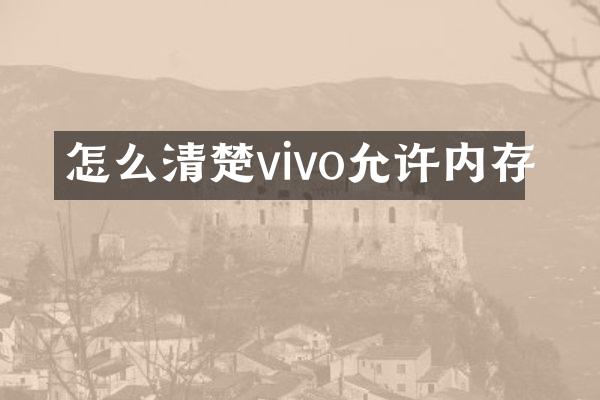 怎么清楚vivo允许内存