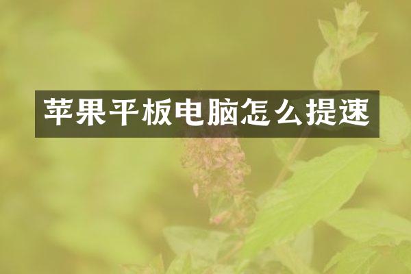 苹果平板电脑怎么提速